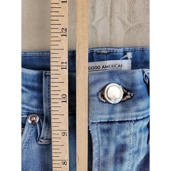 Good American Jeans Womens 2 25x25 Waist Distressed Stretch Mid Rise Modern USA - Picture 8 of 12